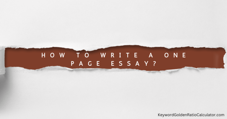 How To Write A One Page Essay?